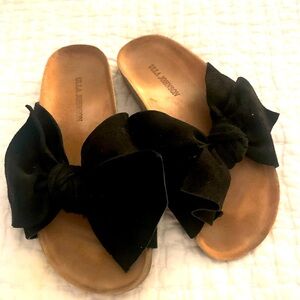 Ulla Johnson Suede Bow Flat Slides 7.5-8